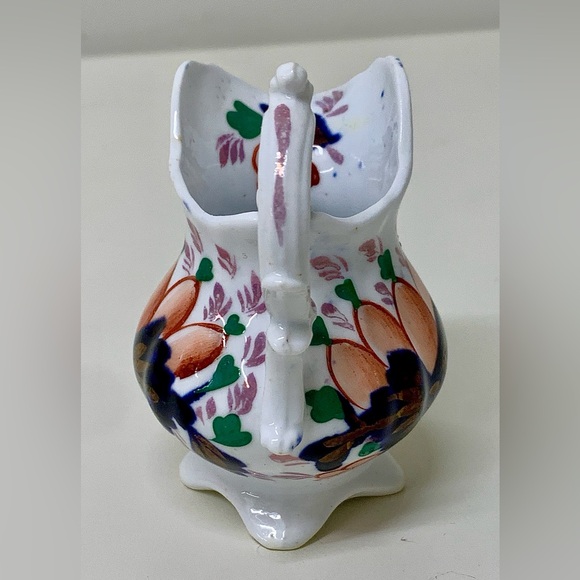 19th Century Antique Gaudy Welsh Grape Pattern Miniature Scalloped Footed Jug - Picture 8 of 16